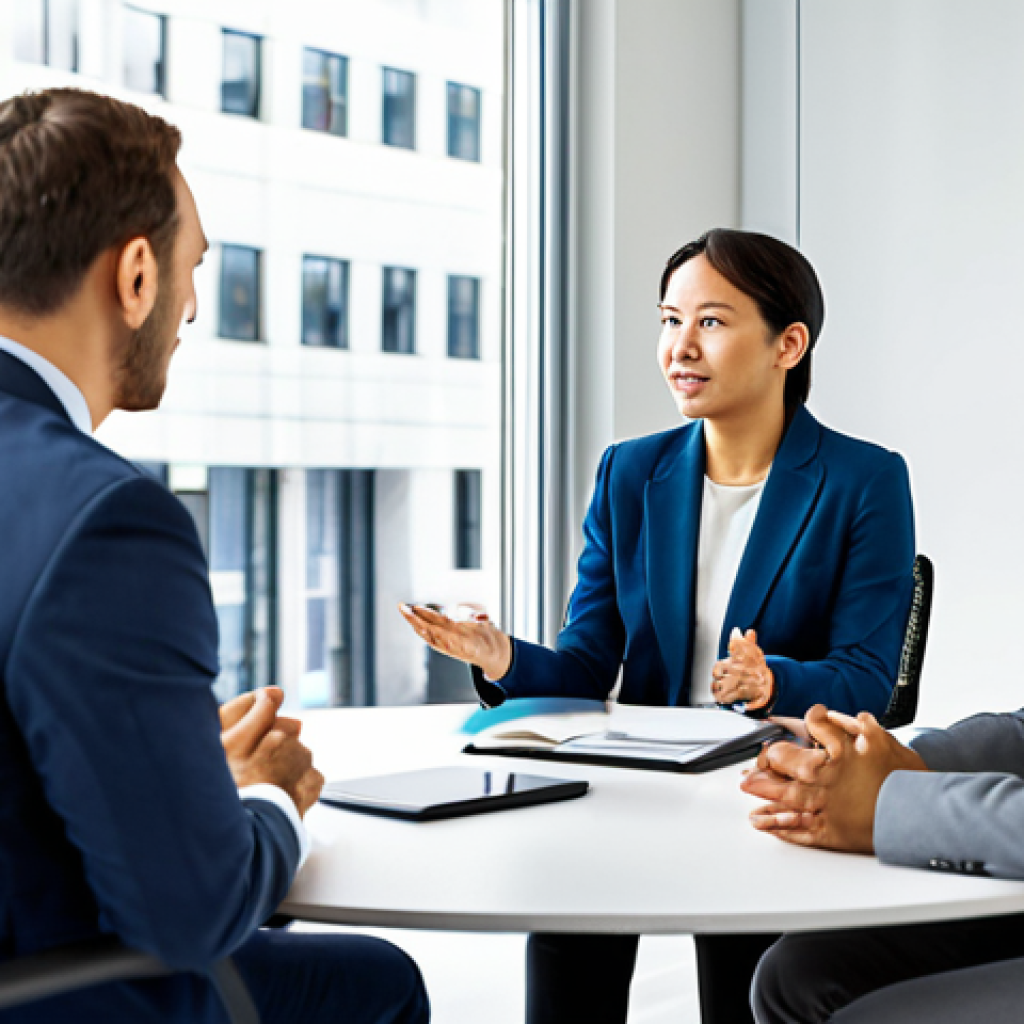 A diverse group of professional individuals from different cultural backgrounds engaged in a business discussion in a contemporary, brightly lit office setting. One person subtly maintains a slightly larger personal space while another gestures with an open palm. Their expressions are attentive and professional, reflecting nuanced communication styles. The scene captures the essence of intercultural interaction. All subjects are fully clothed in appropriate business attire. The image should feature perfect anatomy, correct proportions, and natural poses, rendered with professional photography quality, high detail, and a clear focus. safe for work, appropriate content, fully clothed, professional.