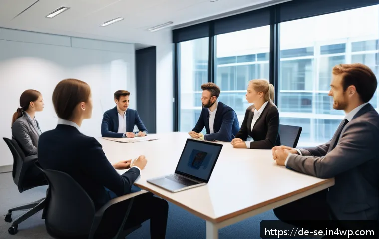 성공적인 크로스 컬처럴 적응의 사례 - A diverse professional team in a modern German office engaged in a collaborative meeting, showcasing...